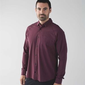 Lululemon Burgundy Long Sleeve Button-Up Shirt medium VEUC